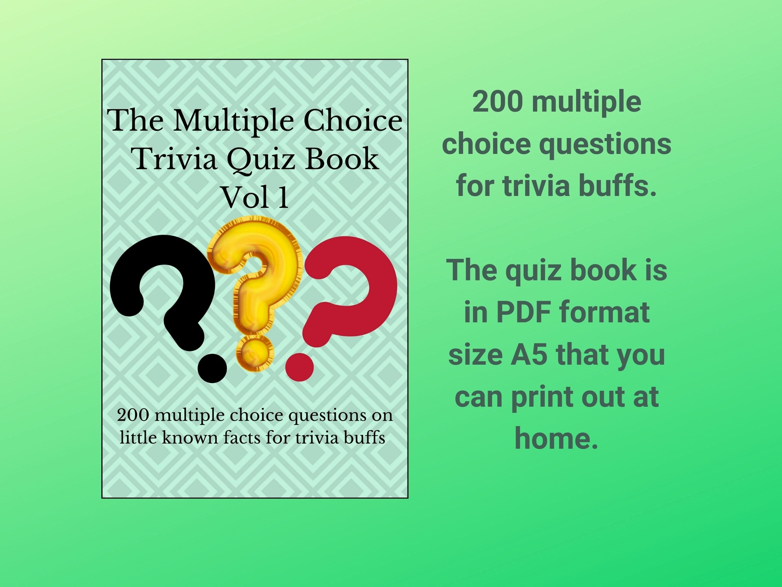 200 Multiple Choice Trivia Questions, Quiz for Grown Ups, Games Night