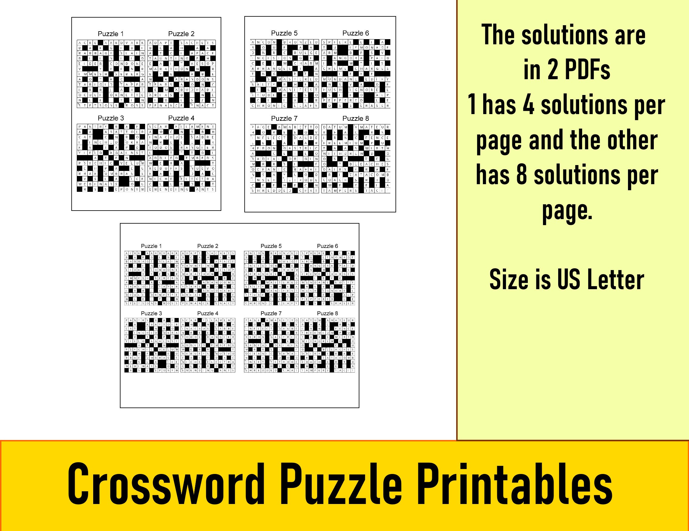 50 Printable Crossword Puzzles for Adults, Fun Activities for Seniors ...