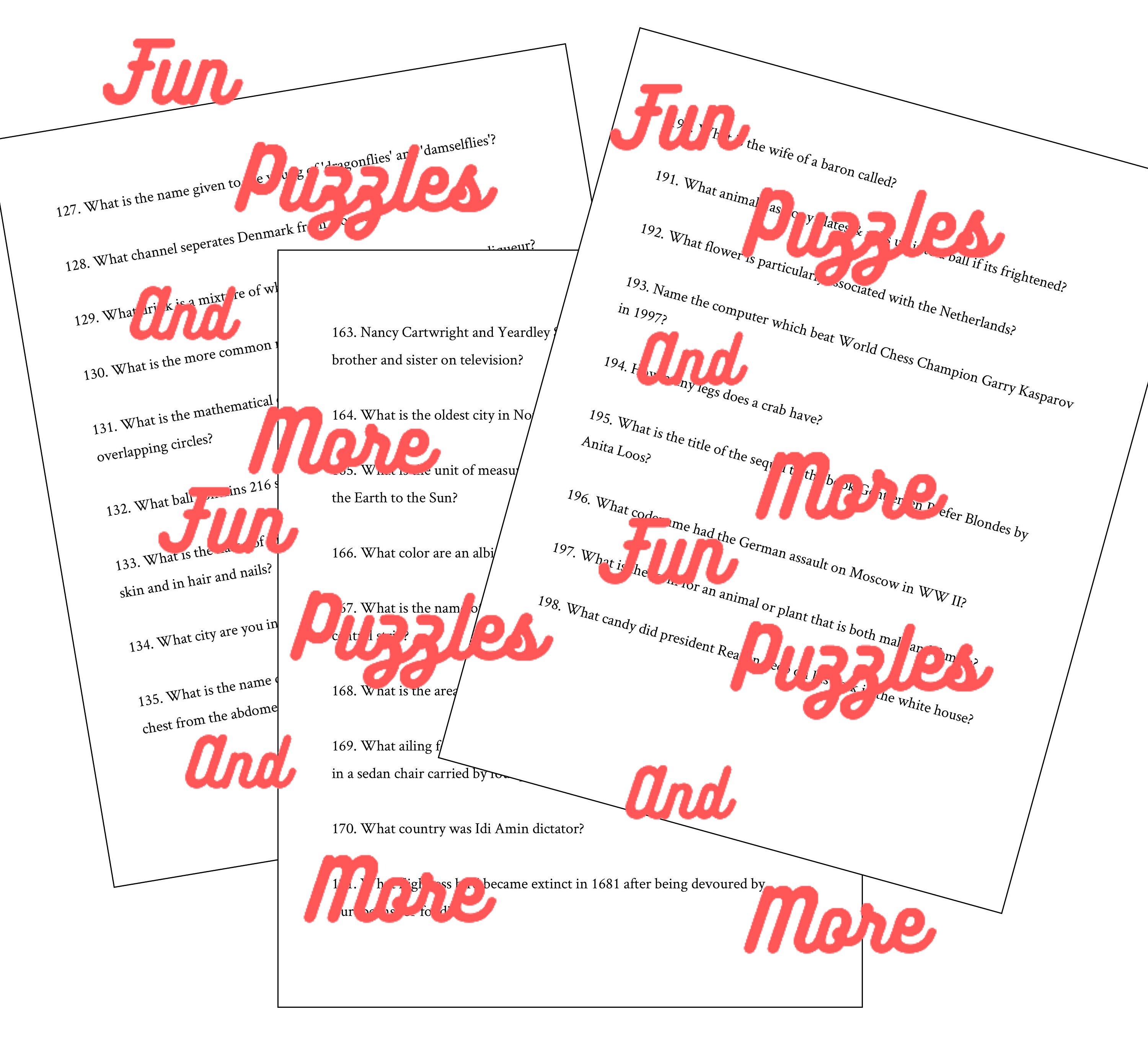 200 Trivia Questions Quiz for Grown Ups Downloadable Quiz Etsy