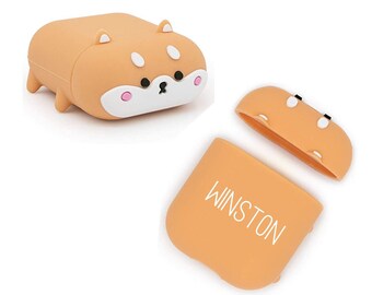 Lindo estuche Corgi - Estuche personalizado de silicona grabada para Airpods de apple - Gran regalo