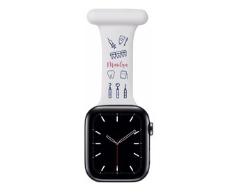 Patrón dental- Bandas de reloj deportivo de silicona de apple grabadas personalizadas - Dentist Fob - Cumpleaños, aniversario y gran regalo