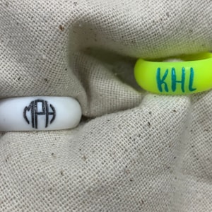 Personalized Monogram Engraved Silicone Ring 8MM - Wedding Band for Men and Women