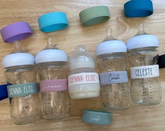 Bottle Bands - Silicone Name Labels for Daycare - Personalized labels for bottles and sippy cups | Gift for baby & toddlers