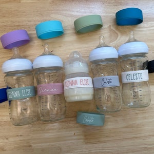 Bottle Bands - Silicone Name Labels for Daycare - Personalized labels for bottles and sippy cups | Gift for baby & toddlers