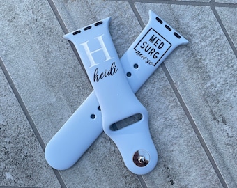 Unidad de Enfermería- Bandas de Apple Silicone Sport Watch grabadas grabadas - Cumpleaños, Aniversario y Gran Regalo