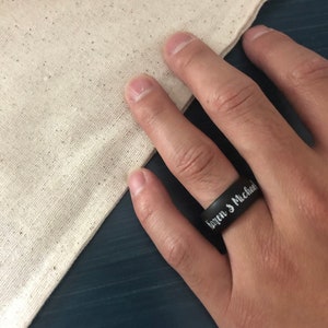 Personalized Engraved Silicone Ring 8.5MM Wedding Band for Men and Women with Optional Outside or Inside Engraving image 4