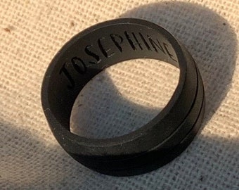 Personalized Engraved Silicone Ring 8MM - Wedding Band for Men and Women