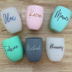 Personalized silicone wine tumbler, Custom name engraving, Gift for bridal party, Friends & Family, Bachelorette Favors image 1