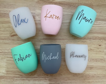 Vaso de vino de silicona personalizado, grabado de nombre personalizado, regalo para despedida de soltera, amigos y familiares, recuerdos de despedida de soltera