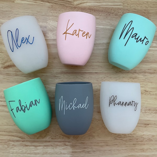 Personalized silicone wine tumbler, Custom name engraving, Gift for bridal party, Friends & Family, Bachelorette Favors