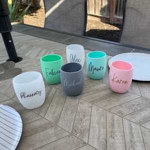 Personalized silicone wine tumbler, Custom name engraving, Gift for bridal party, Friends & Family, Bachelorette Favors image 2