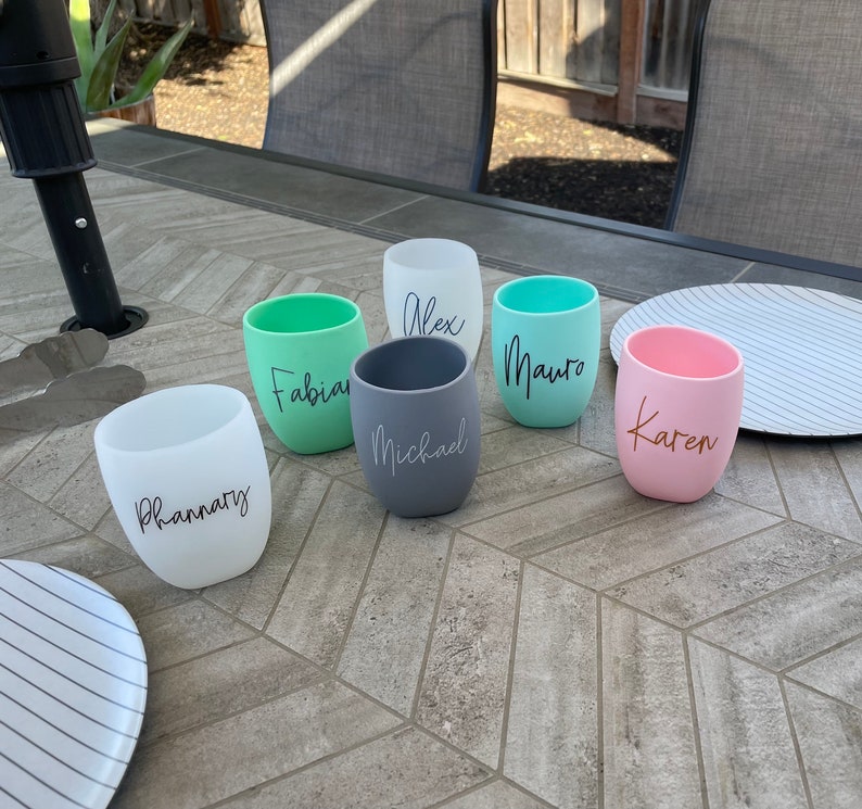 Personalized silicone wine tumbler, Custom name engraving, Gift for bridal party, Friends & Family, Bachelorette Favors image 2