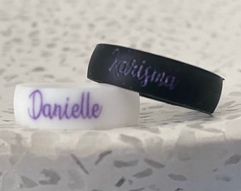 Personalized Engraved Silicone Ring 6MM Wide 1.65MM Thickness - Wedding Band for Men and Women with Optional Outside&Inside Engraving