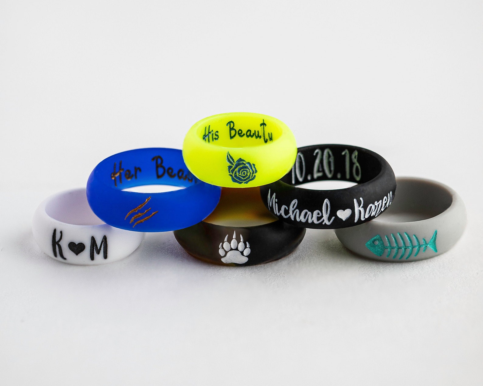 Personalized Engraved Silicone Ring 8MM Wedding Band for Men Etsy