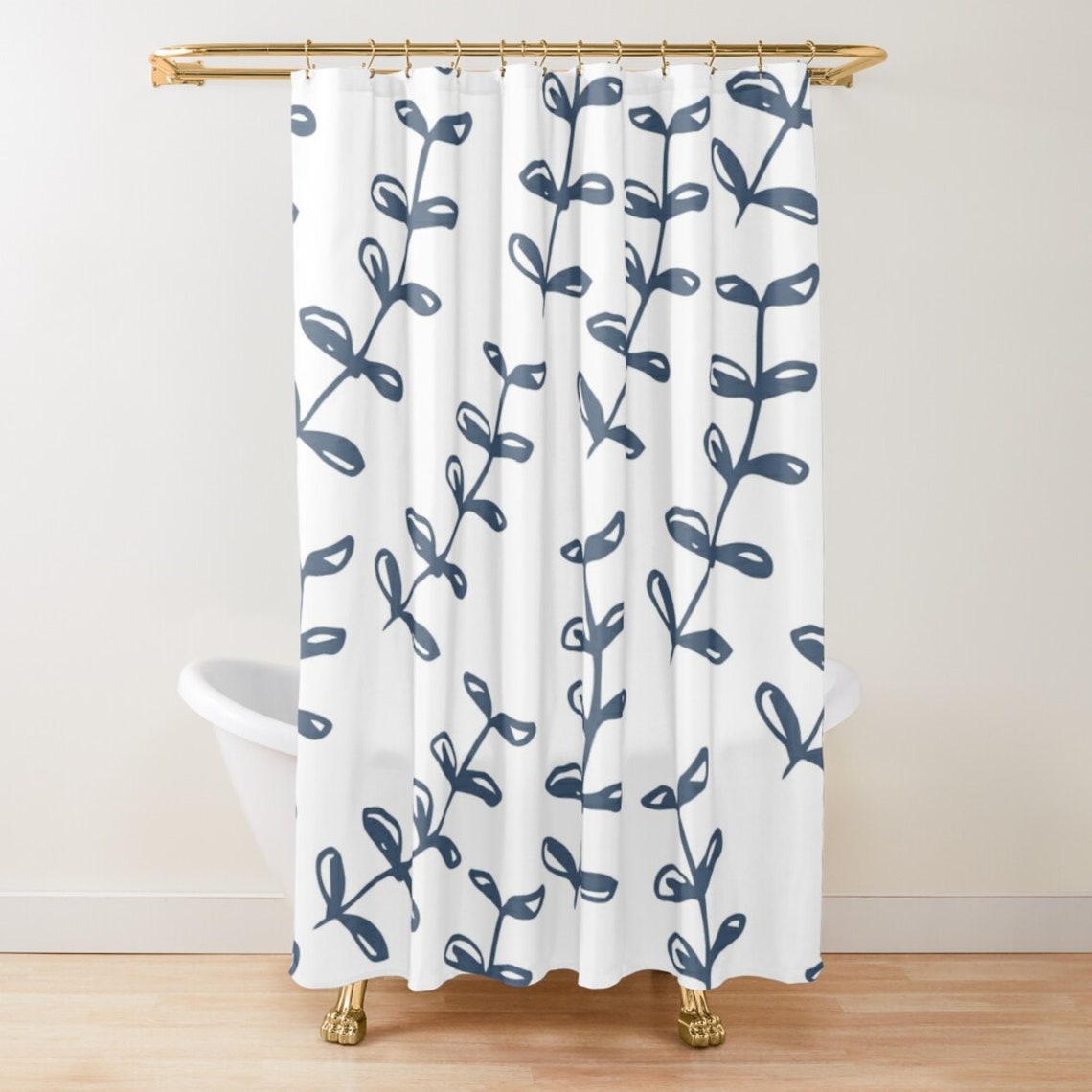 Blue And White Floral Farmhouse Shower Curtain Farmstyle Etsy