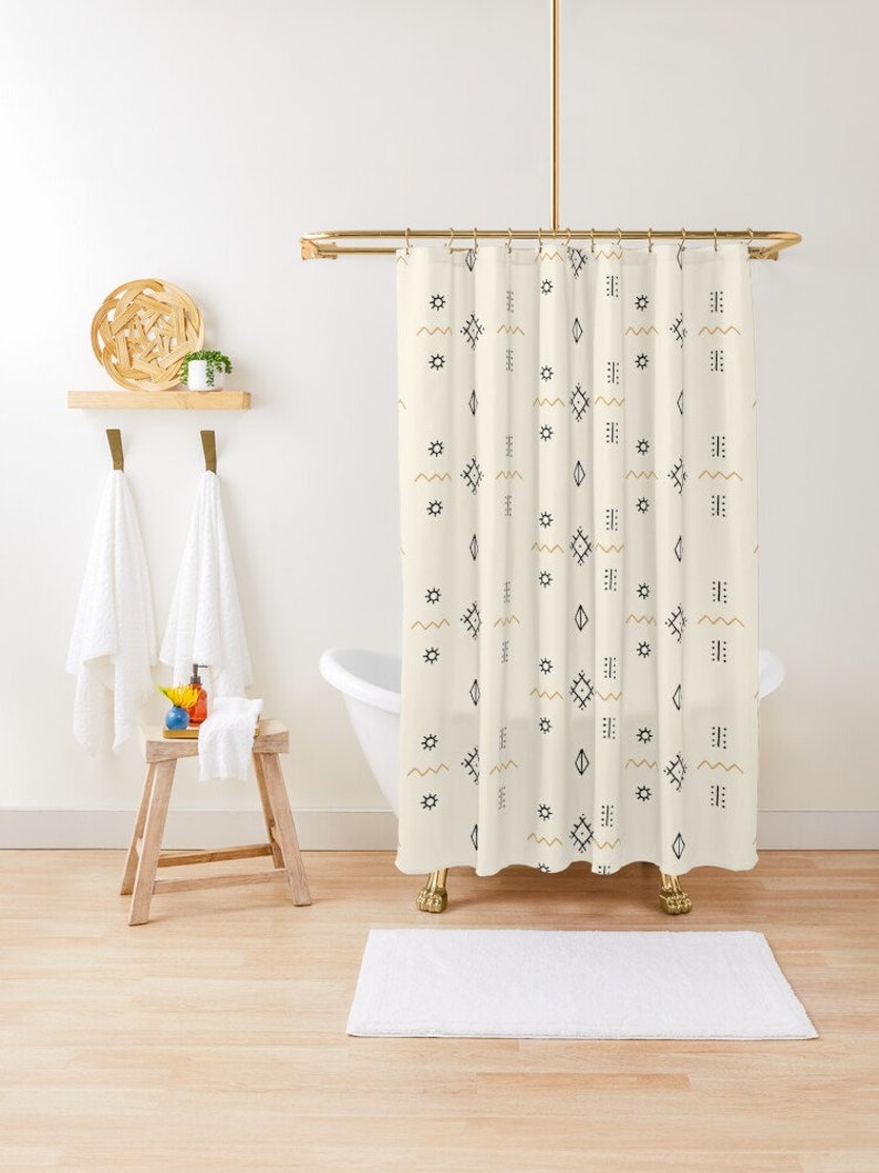 Moroccan Shower Curtain Western Boho Bohemian Shower Etsy