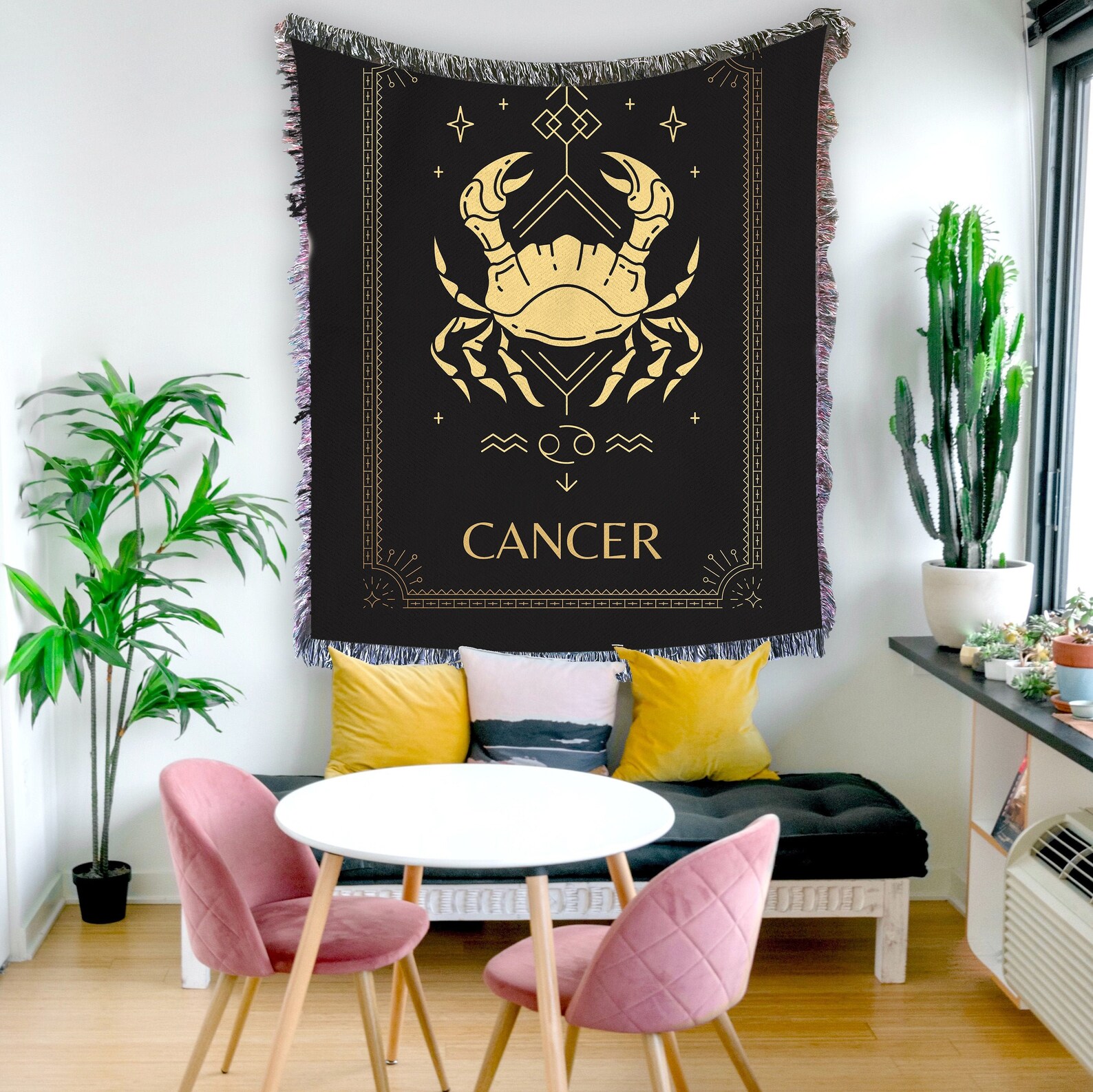 Cancer Zodiac Horoscope Blanket 100 Woven Cotton Throw Etsy