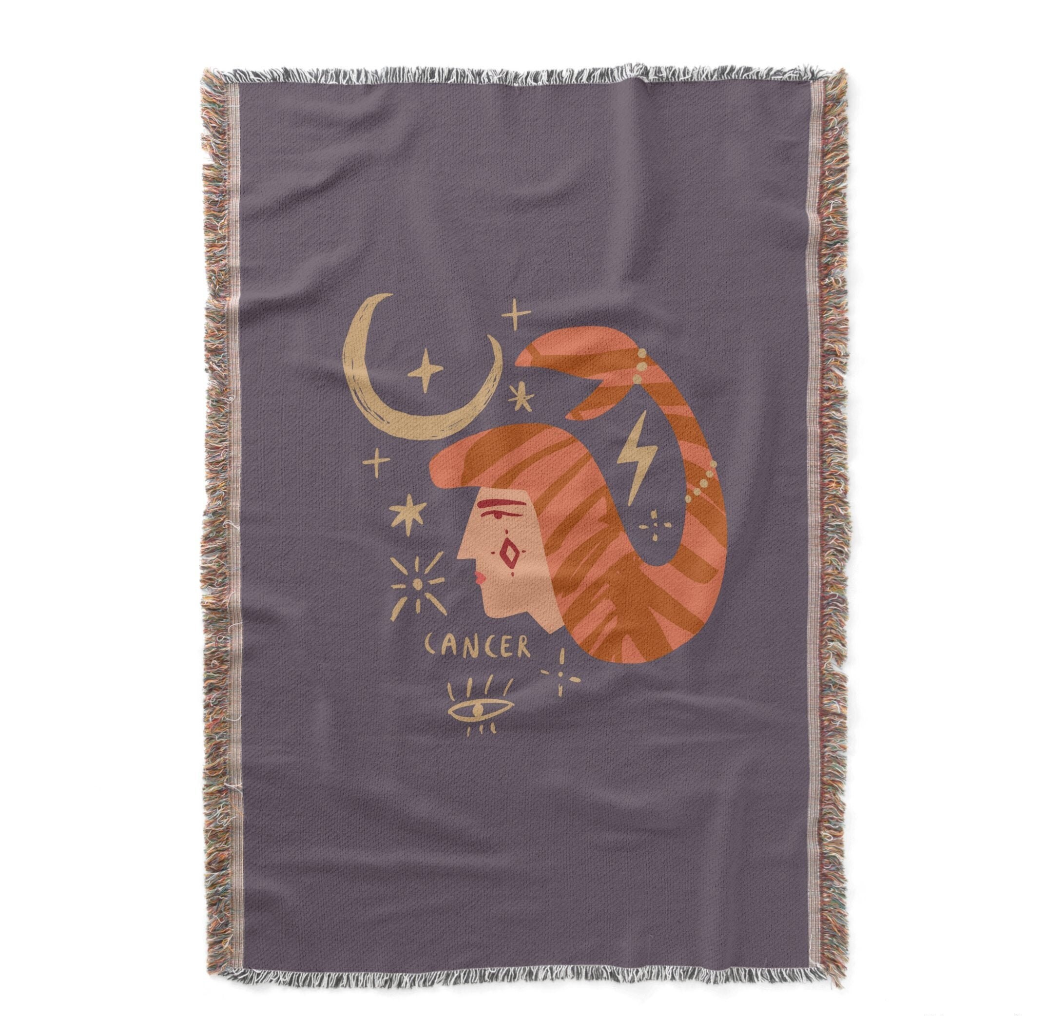 Cancer Zodiac Horoscope Blanket 100 Woven Cotton Throw Etsy
