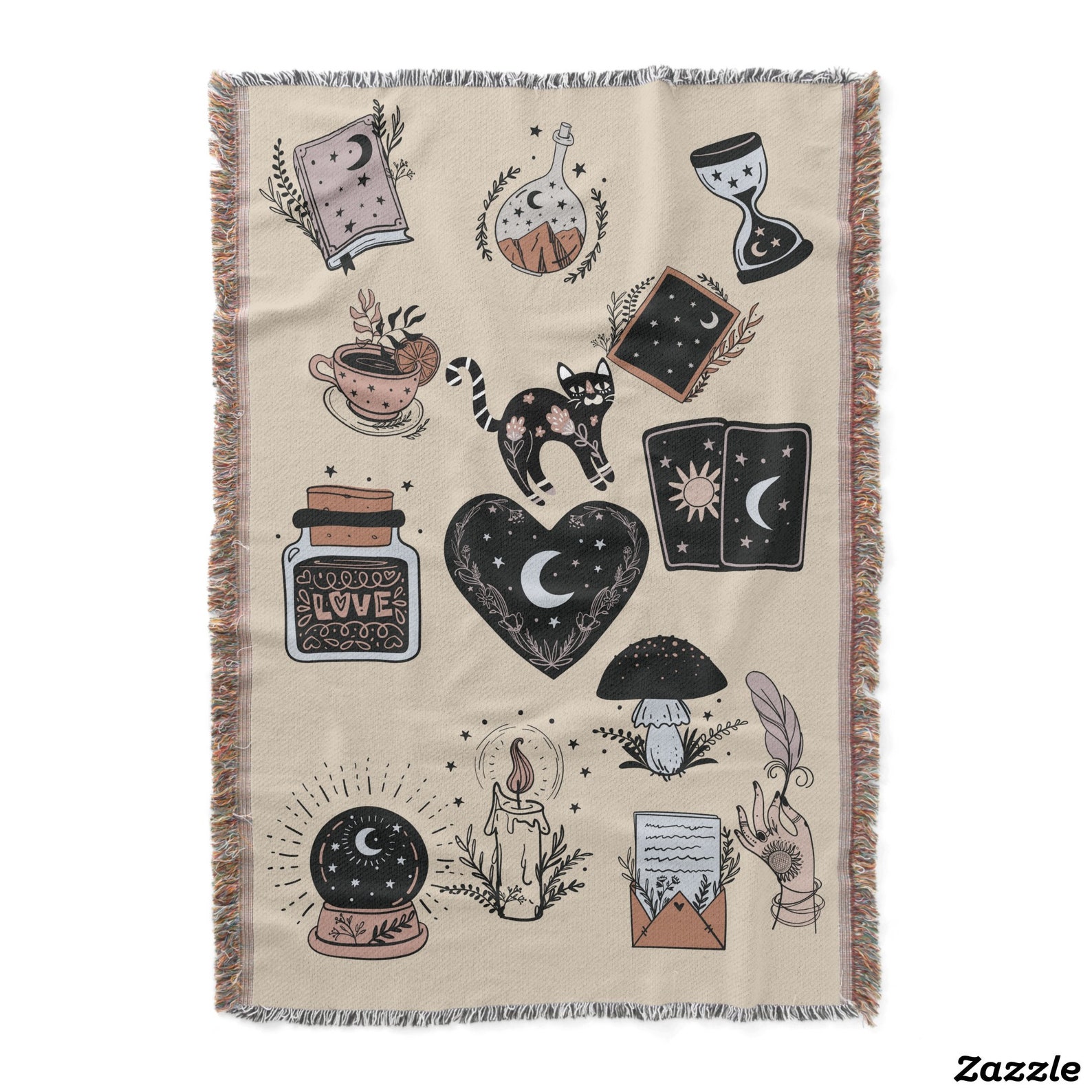 100 Cotton Throw Blanket Halloween Blanket Witchy Home Etsy