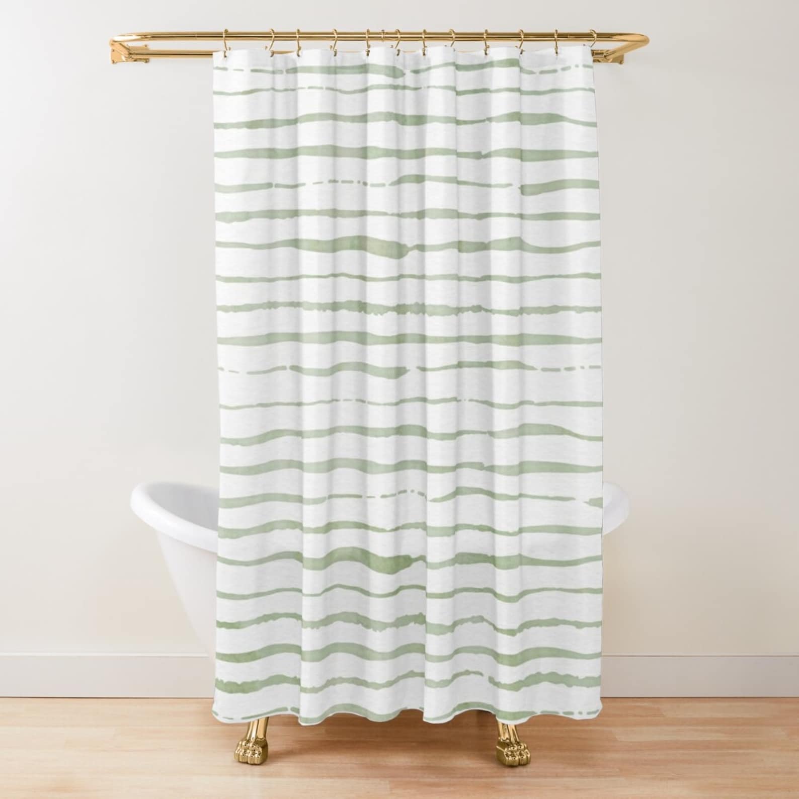 Watercolor Sage Green Shower Curtain Modern Boho Shower Etsy
