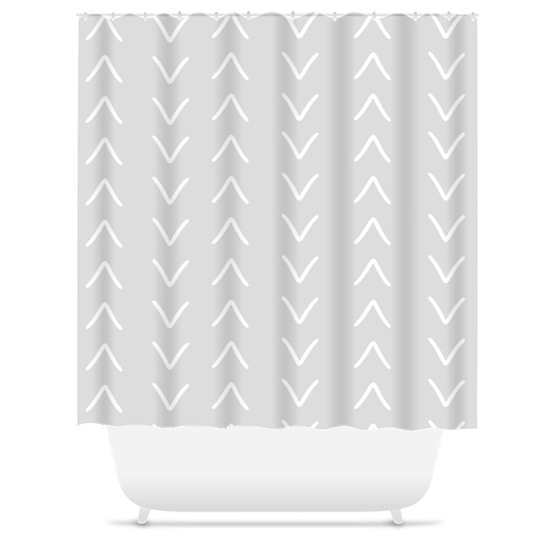 Shower curtain in gray mud cloth bohemian bathroom modern Etsy