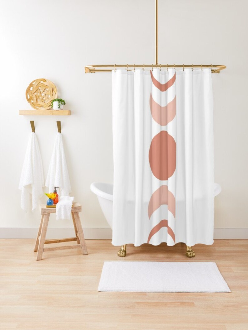 Orange moon phases boho shower curtain bohemian shower Etsy