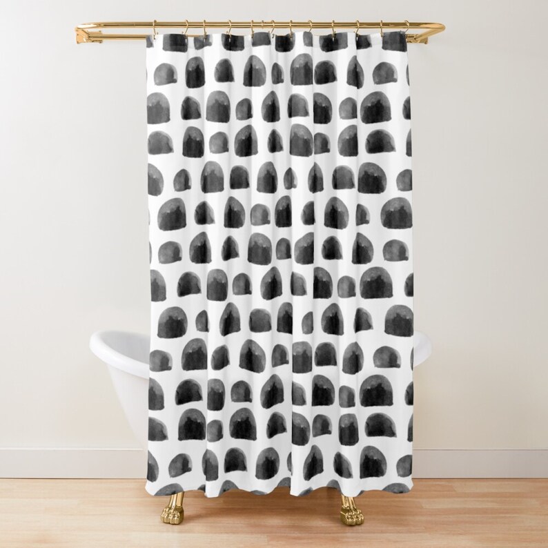 Black And White Boho Shower Curtain Modern Farmhouse Long Etsy