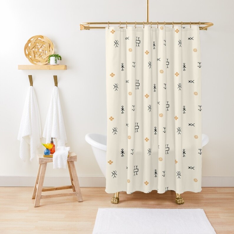 Moroccan Shower Curtain Western Boho Bohemian Shower Etsy