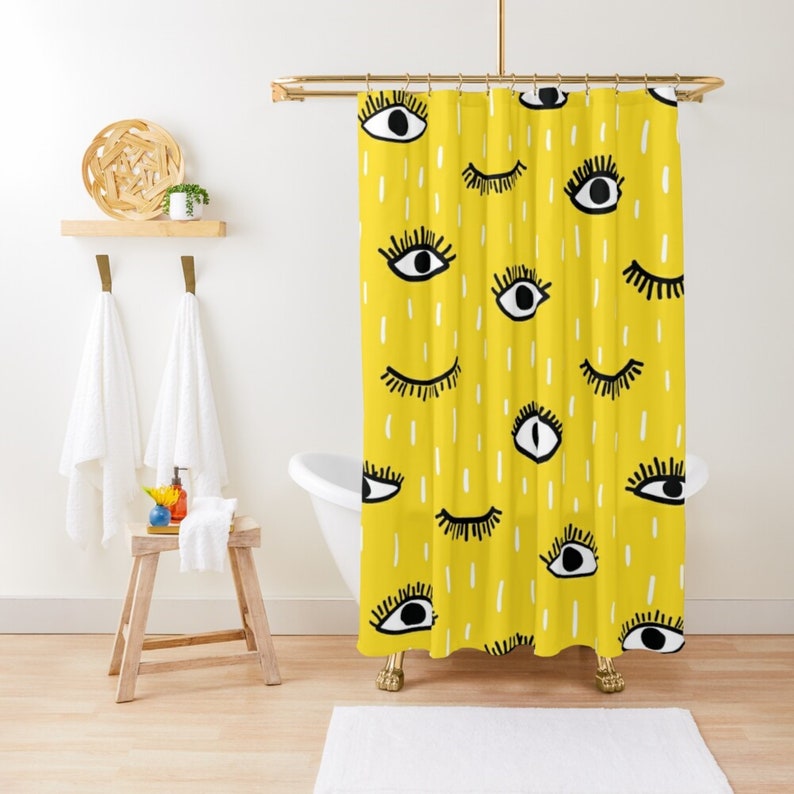 Black and white boho eyes shower curtain black and white Etsy