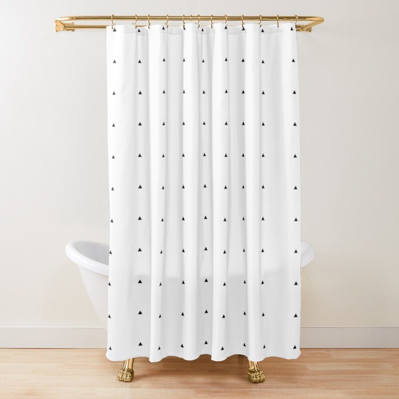 White triangles boho shower curtain black and white Etsy