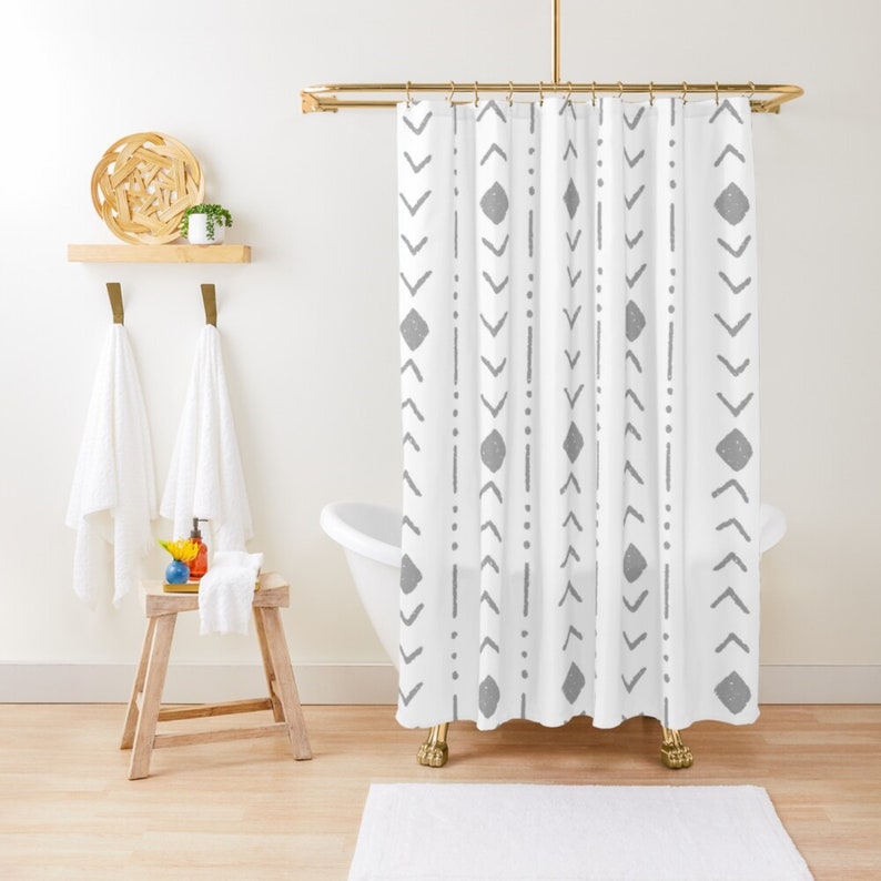 Extra long shower curtains in gray Etsy