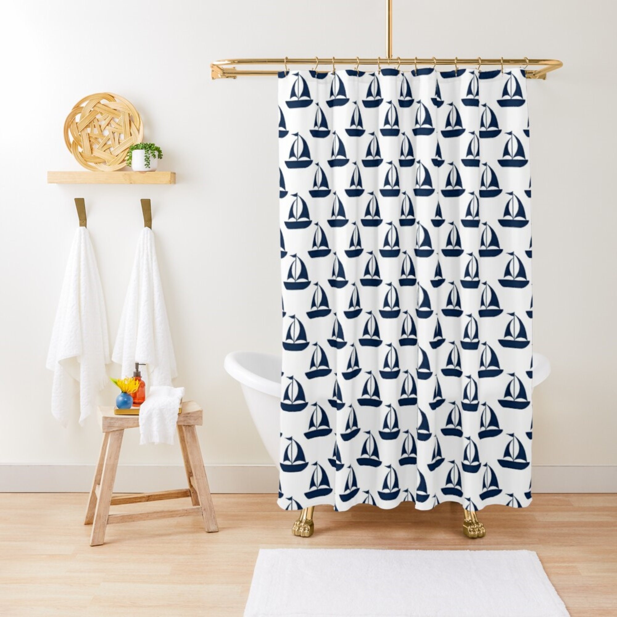 Nautical Shower Curtains Extra Long Shower Curtains Etsy