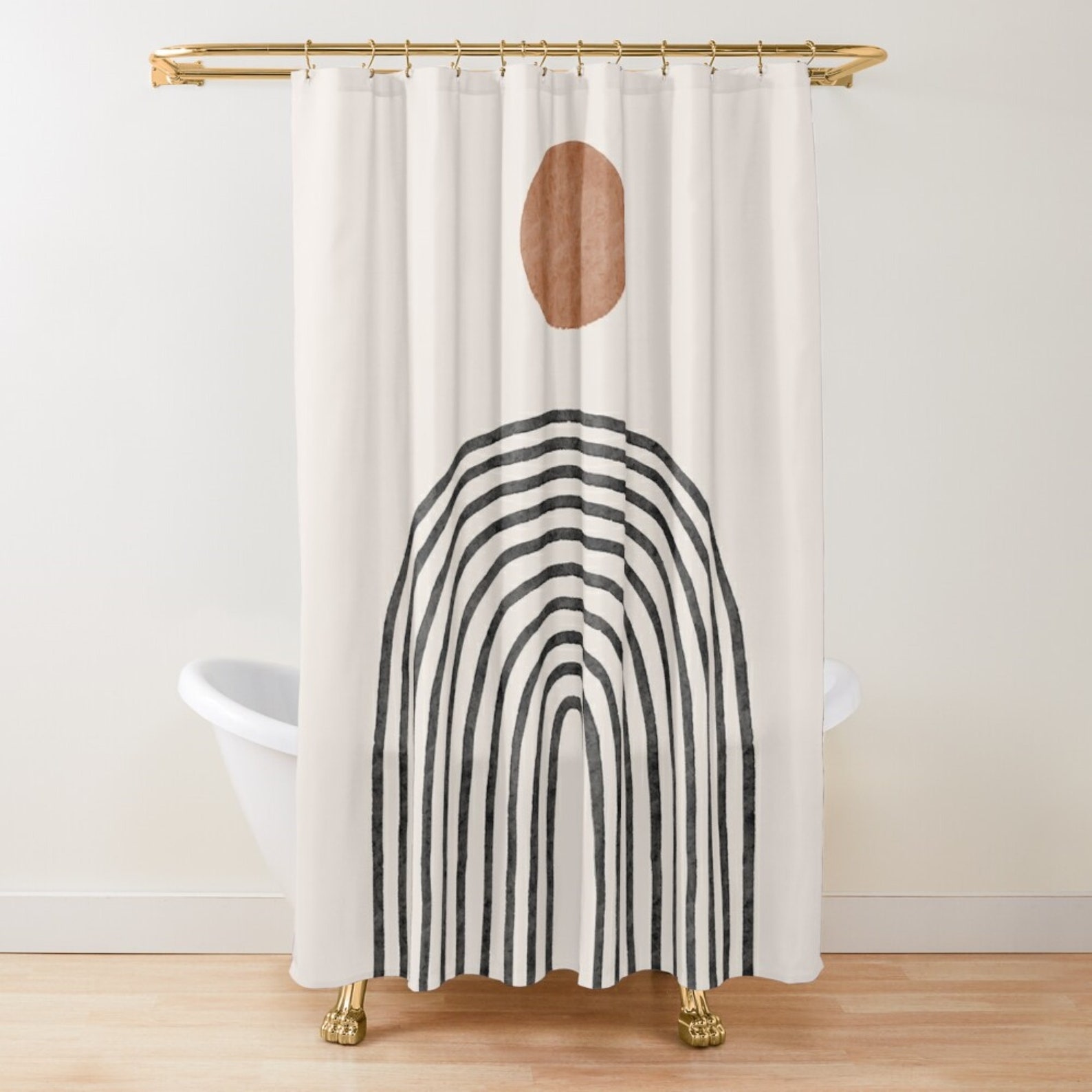 Brown Geometric Boho Shower Curtains Bohemian Chic Midcentury Etsy
