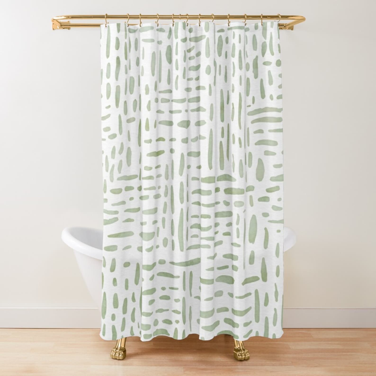 Watercolor Sage Green Shower Curtain Modern Boho Shower Etsy