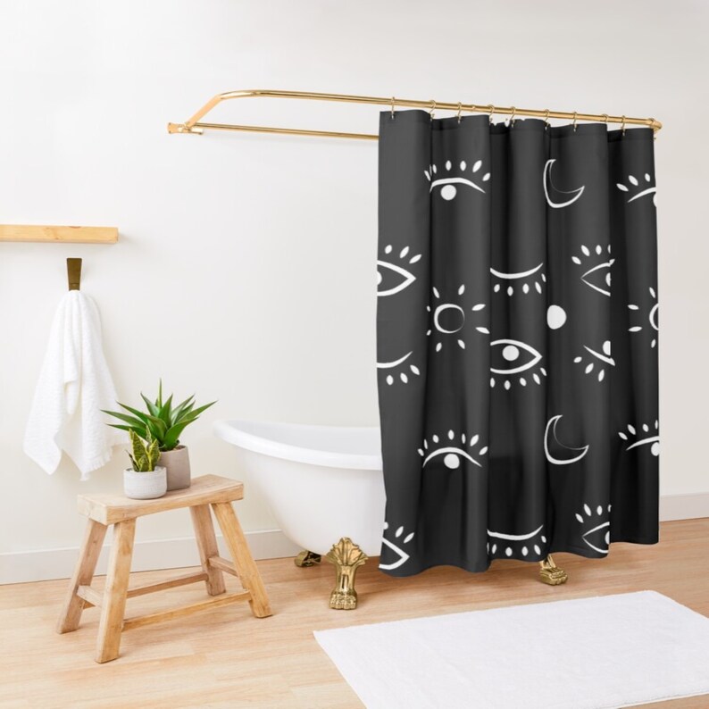Black and white boho eyes shower curtain black and white Etsy