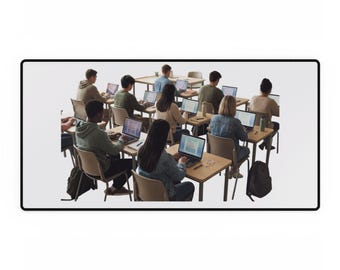 Klassenzimmer-Laptop-Schreibtischmatte - Schreibtischunterlage für Schüler mit Klassenzimmer-Sitzmöbeln Design - Passen Sie es an!