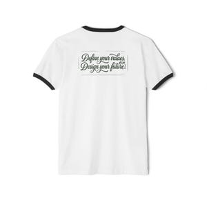 ConsciousValues Vegan Logo Ringer Tee -Define Your Values  Design Your Future- Veganism inspired T Shirt