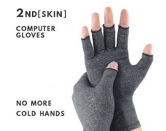 2nd[skin] - Computer gloves - Fingerless Mittens - Texting Gloves - Work from home hand warmers