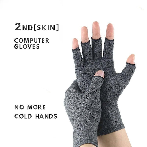 2nd[skin] - Computer gloves - Fingerless Mittens - Texting Gloves - Work from home hand warmers