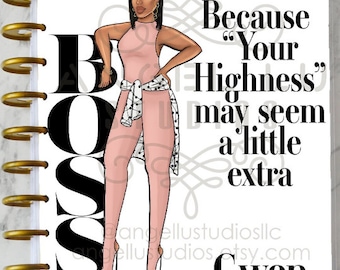 BOSS Your Highness Planner Cover Set, Melanin Planning, African American Planner, Black Girl Planner Cover, Black Woman Boss Planner Cover