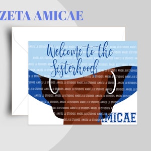 Tarjetas inspiradas en Zeta Amicae, tarjeta Finer Friends, tarjeta de notas de la hermandad Amicaeeta de 3 1/2 x 5 o 5 x 7