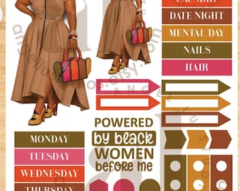 Black Girl Planner Stickers: African American Woman Stationery Tonya