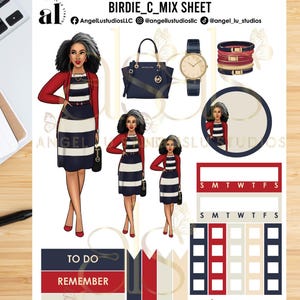 Beautiful Birdie Diva Doll Stickers| Beautiful African American Woman Sticker | Black Girl Sticker | Black Planner Sticker