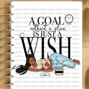 A Goal without a Plan, Black Girl Planner Cover Set, Custom Planner cover for your Erin Condren Planner, Happy Planner cover set