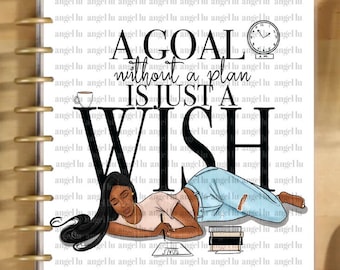 A Goal without a Plan, Black Girl Planner Cover Set, Custom Planner cover for your Erin Condren Planner, Happy Planner cover set