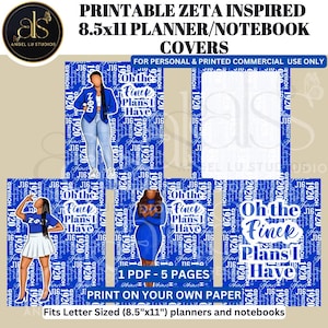 Letter Size 8.5x11 Printable | Zeta Phi Beta Inspired Planner Cover /Inserts | 8.5x11 Planner Printable Inserts | Zeta Planner