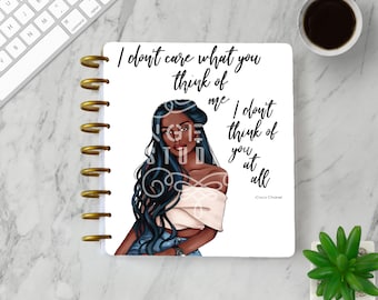 I Don't Care What You Think of Me Planner Cover Set, Melanin Planning, African American Planner