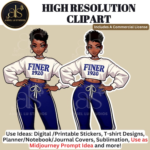 African American Fashion Clipart Dolls | AI Artwork | Digital Planner | Digital Download | Digital Sticker | Midjourney Art| ZPhiB Doll