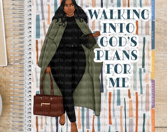 Walking Into God's Plans For Me, Black Planner, Black Girl Planner, Black Woman  Planner, Erin Condren Planner, Happy Planner