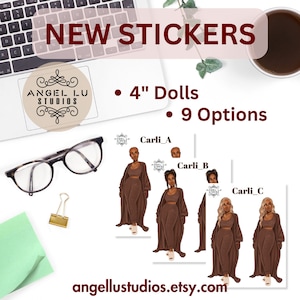 Black Girl Planner Stickers, Black Stickers, Planner Stickers Black Women,Planners Stickers, Black Planner Stickers, Carli Sticker Doll